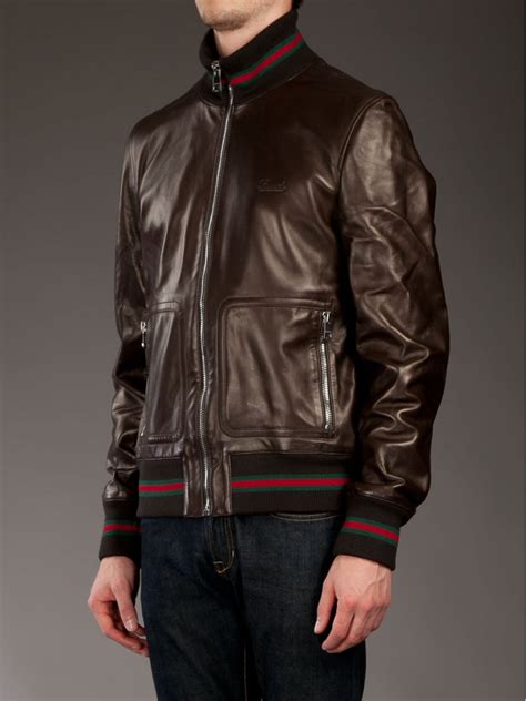 mens black leather jacket gucci|vintage Gucci leather jacket men's.